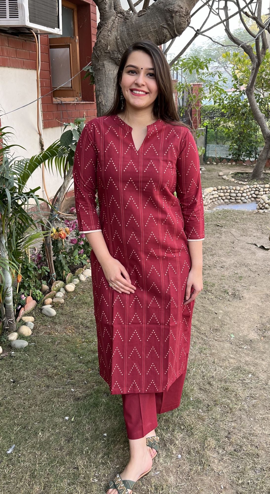 Maroon Arrow Kurta - MYSANSKRITAM