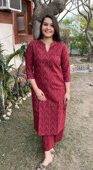 Maroon Arrow Coord Set (Kurta+Pant) - MYSANSKRITAM