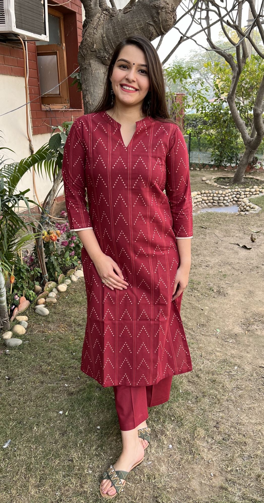 Maroon Arrow Kurta - MYSANSKRITAM