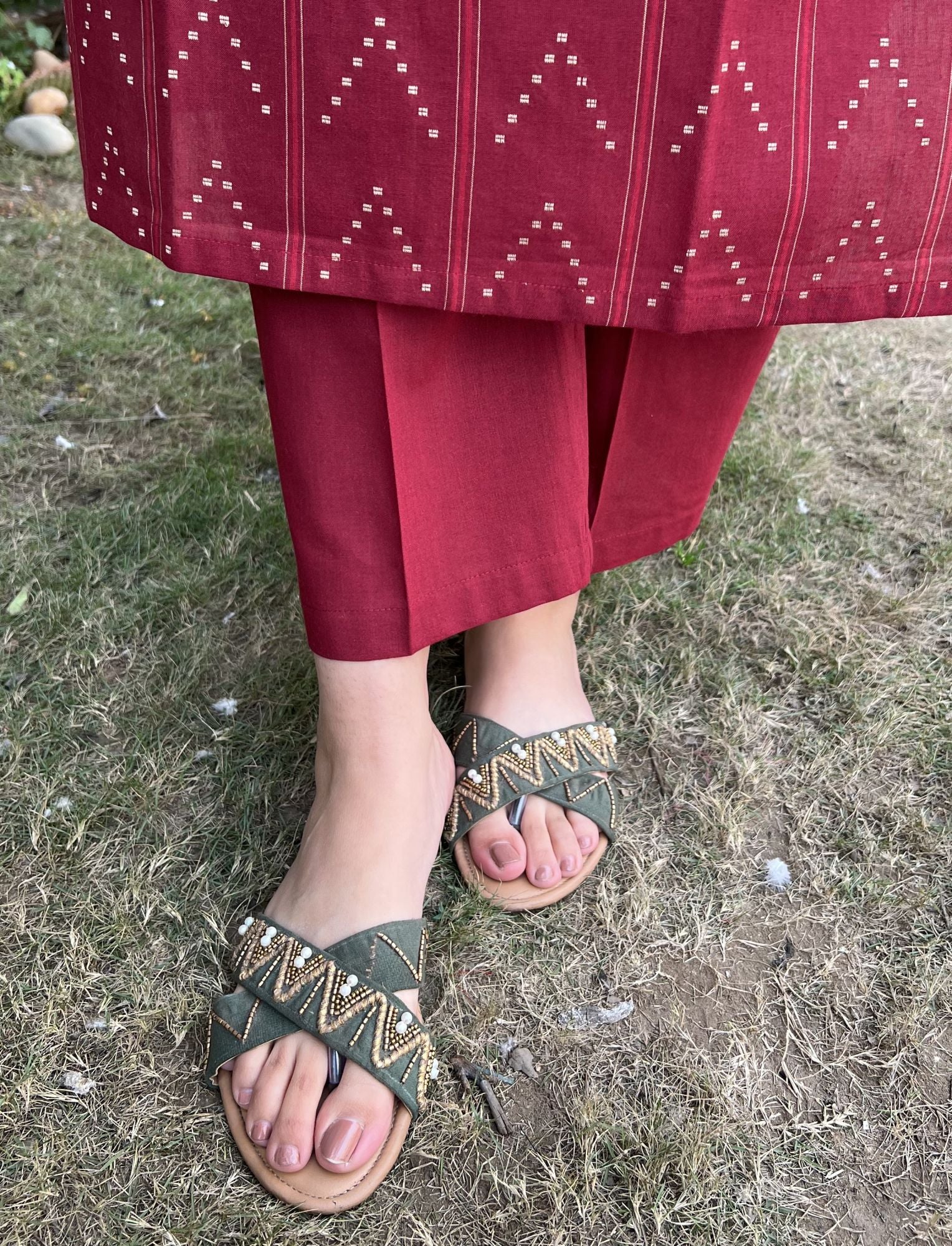 Maroon Plain Pant - MYSANSKRITAM