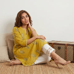 Mustard Big Buta Aline Kurta