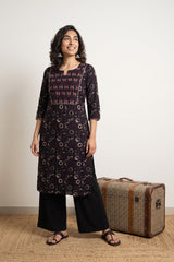 Black floral yoke kurta