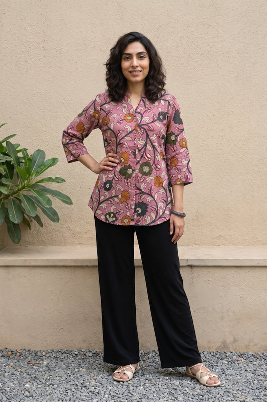 Powder pink kalamkari shirt