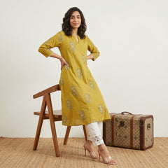 Mustard Big Buta Aline Kurta