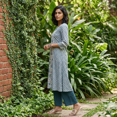 Meghna Floral Aline Kali kurta with pocket