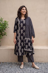 Black floral buta full suit set