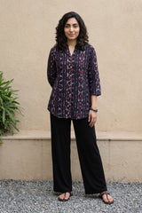 Chocolate brown kantha shirt