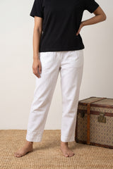 White straight fit palazzo