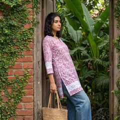 Pink geometric short kurti