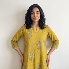 Mustard Big Buta Aline Kurta