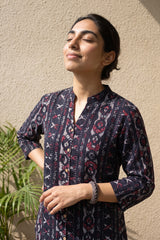 Chocolate brown kantha shirt