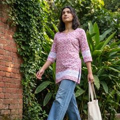 Pink geometric short kurti