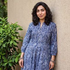 Pastel blue ambi pintucks aline kurta