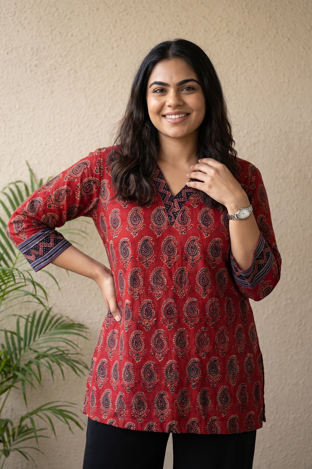 Maroon ambi short kurti