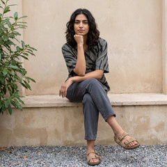 Military green stripe Top