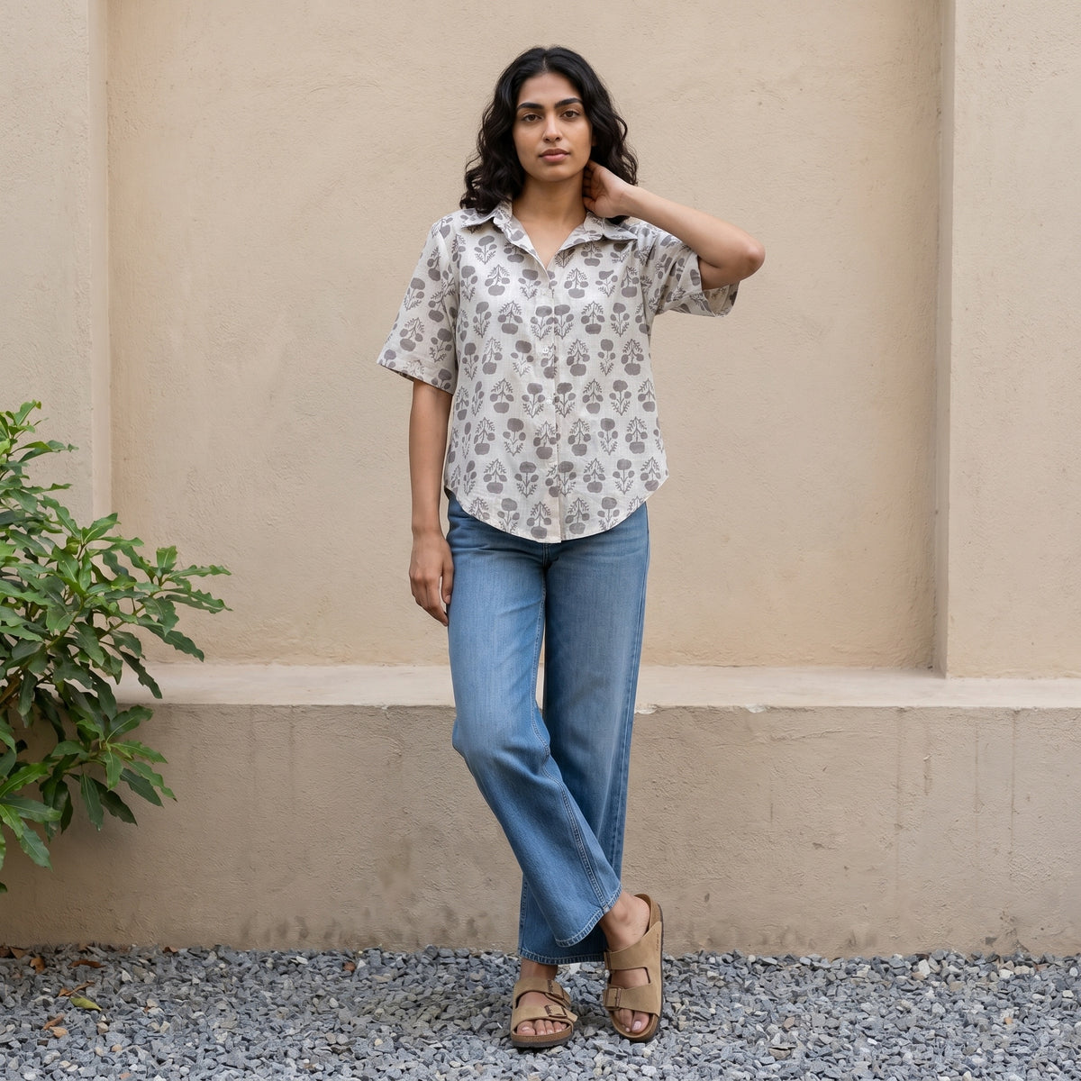 Mouse buta Handblock printed Top