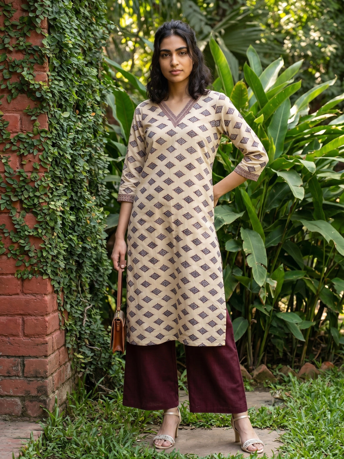 Cream barfi Kurta
