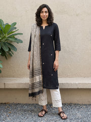 Black embroidered kurta with chanderi duppata