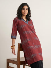 Maroon bird kurta