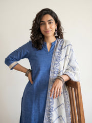 Pastel Blue south cotton kurta duppata set