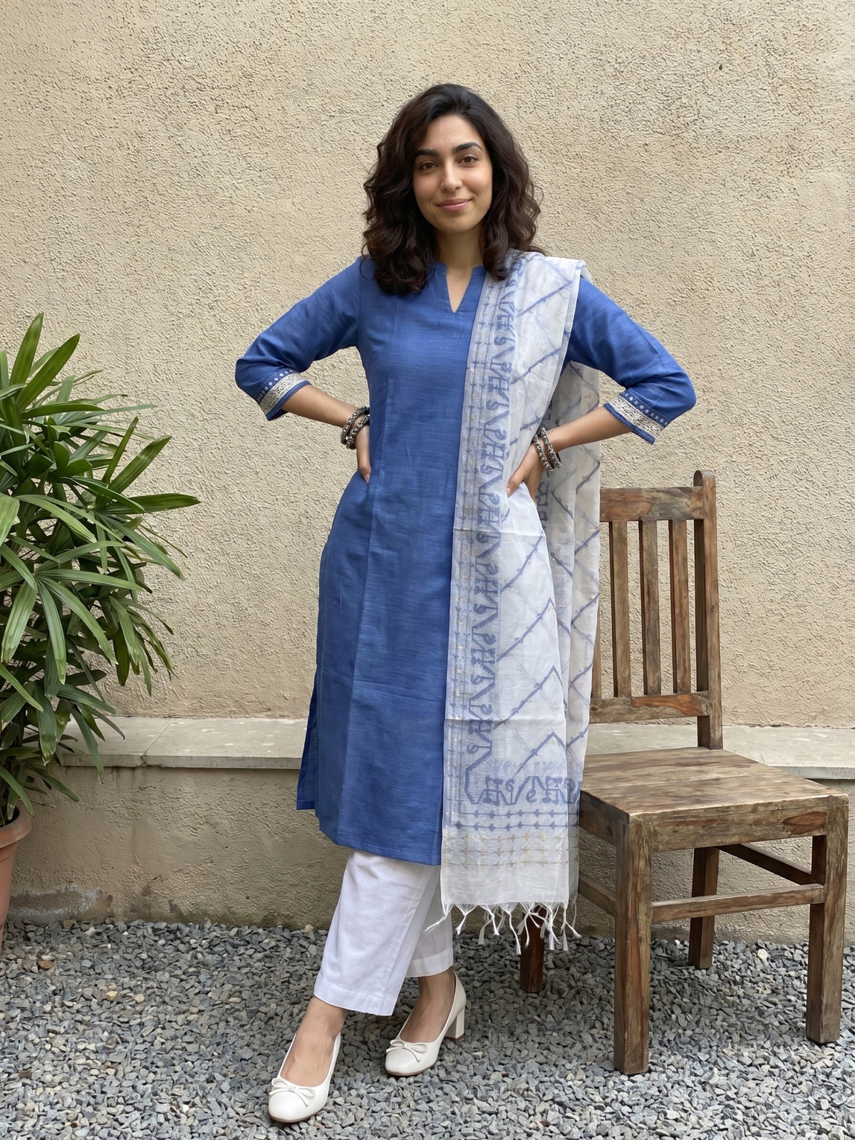 Pastel Blue south cotton full suit set