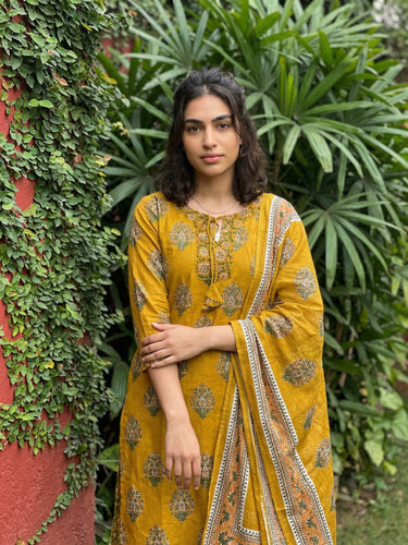 Mustard Sanganeri suit set