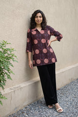 Black circle geometric short kurti