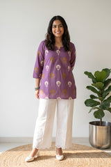Lavender flower short kurti