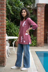 Dusty rose alphabet print short kurti