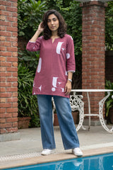 Dusty rose alphabet print short kurti
