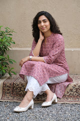 Onion pink ban neck kurta