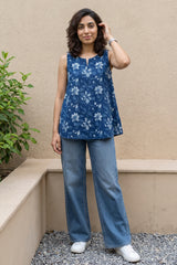 Indigo floral Top
