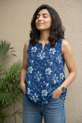 Indigo floral Top