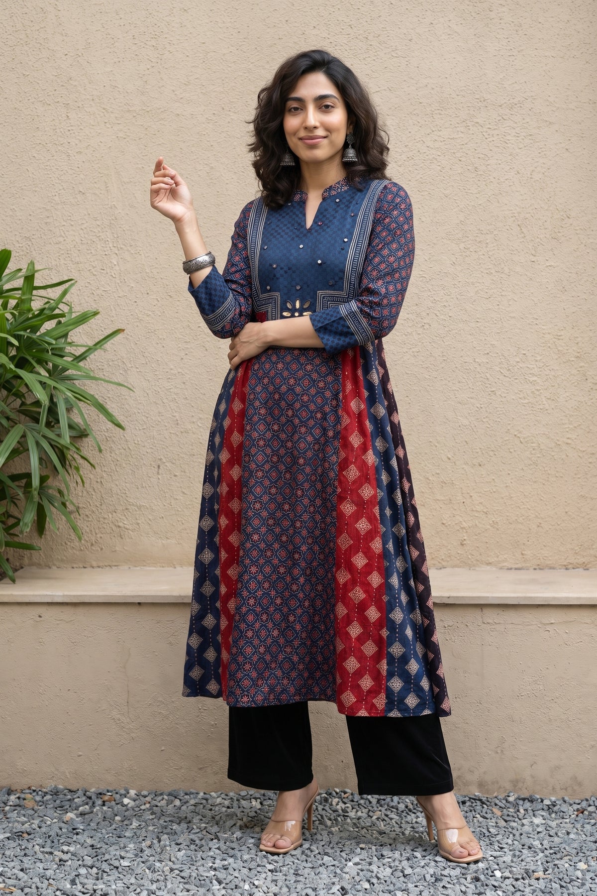 Indigo multi kali aline kurta
