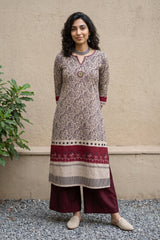 Beige Worli panel Kurta