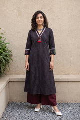 Black kantha Aline kurta
