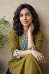 Lime Fabric yoke kurta