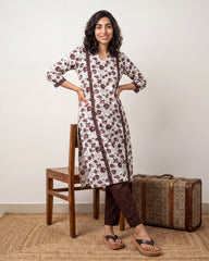 Brown Flower jaal kurta