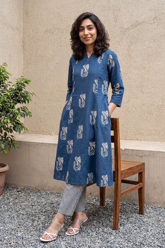 Blue Big buta coord set