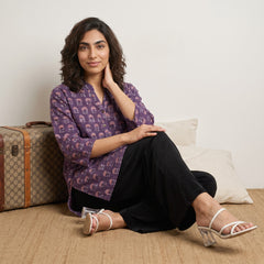 Purple buta short kurti
