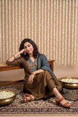 Mehendi green Digital printed full suit set