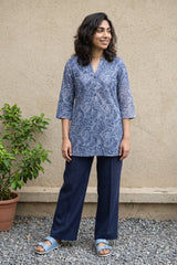 Blue ambi short kurti
