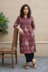 Maroon floral yoke Kurta