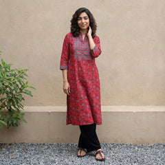 Red ban neck Yoke kurta