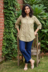 Lime green Ban neck short kurti