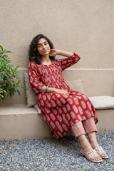 Maroon ambi pintucks coord set