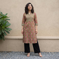 Sea Green ban neck Yoke kurta