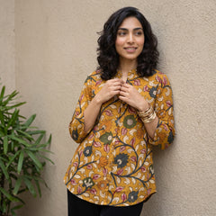 Mustard kalamkari shirt