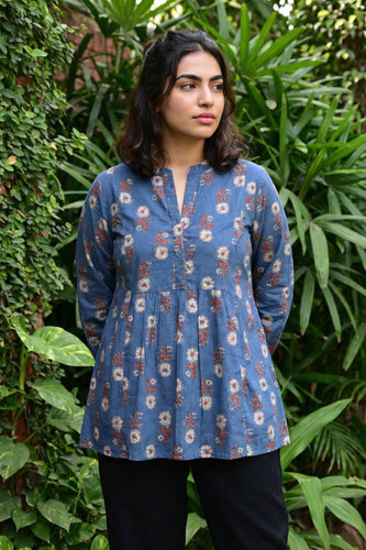 Blue Buta A-line Top