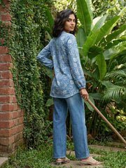 Blue Floral A-line top
